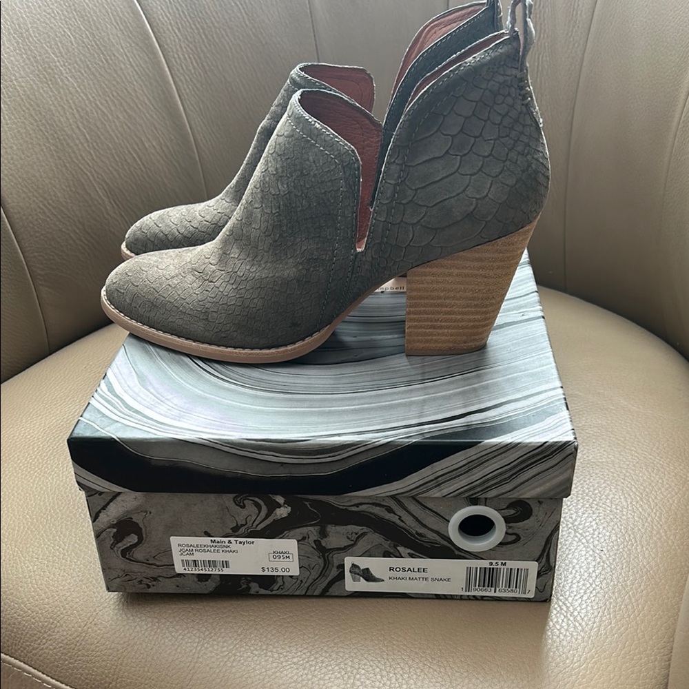 Khaki Snake Print Ankle Boots